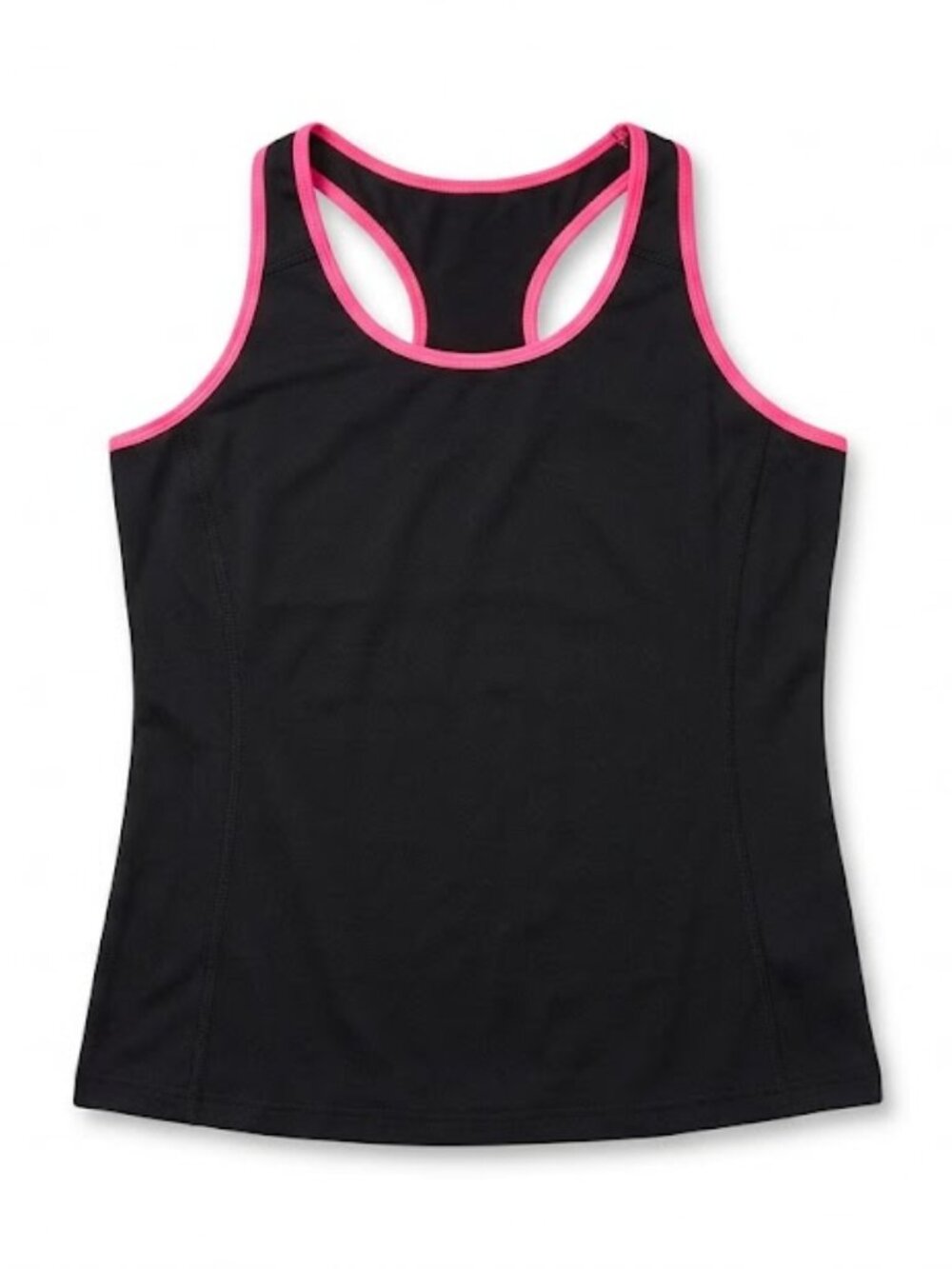 Athletic Black Tank Top with Hot Pink Trim Size 2XL
